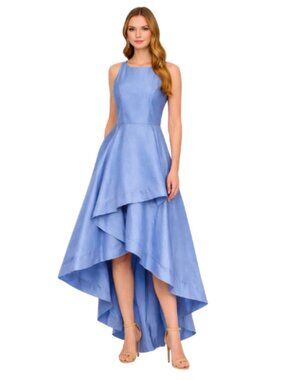 Adrianna Papell Frost Blue Mikado Evening Gown Size 8